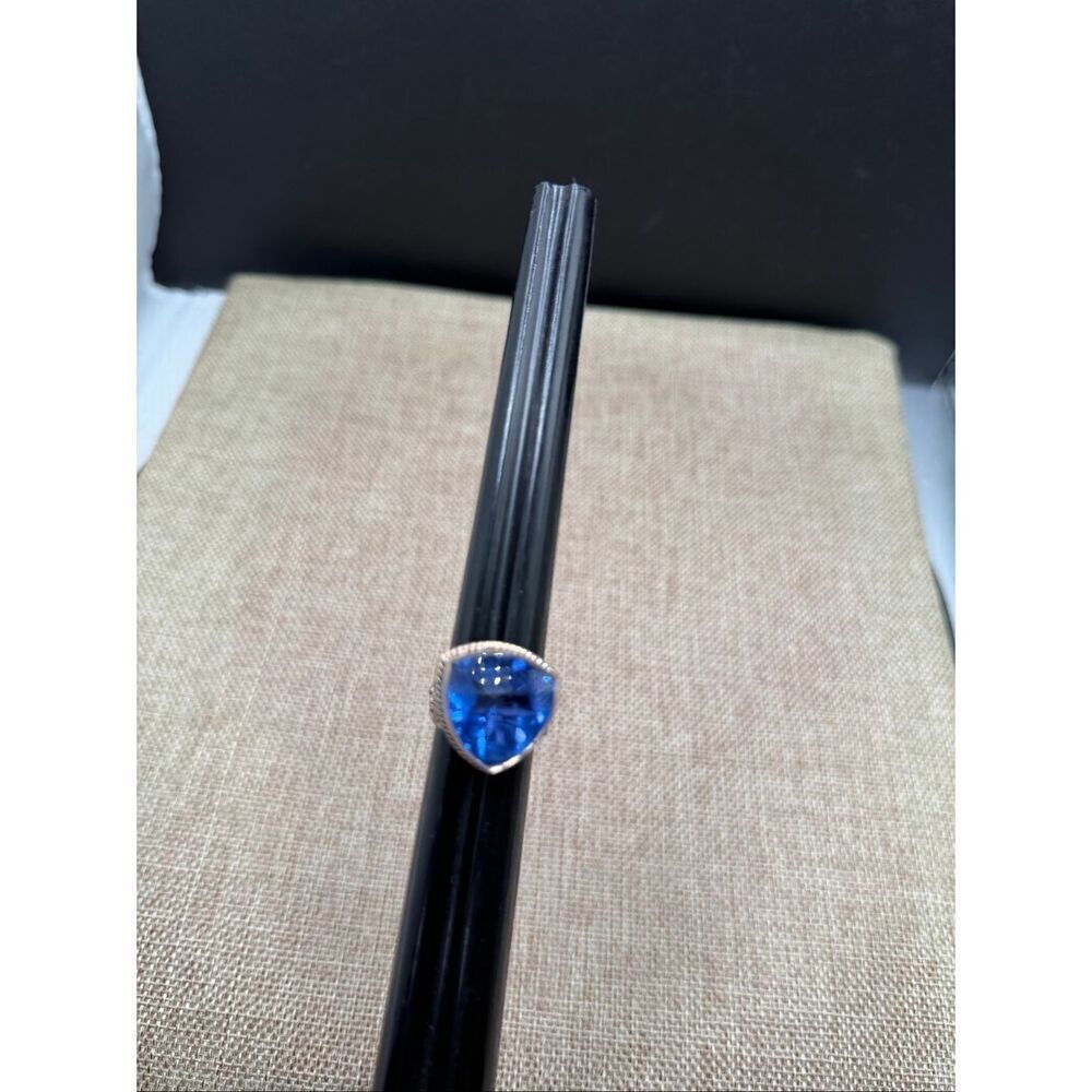 Sajen Sterling Silver “Eat • Pray • Love” Ring – Large Trillion Blue Quartz  Siz